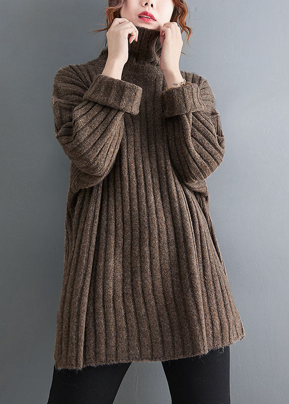 Diy Chocolate Turtle Neck Thick Knit Sweaters Winter