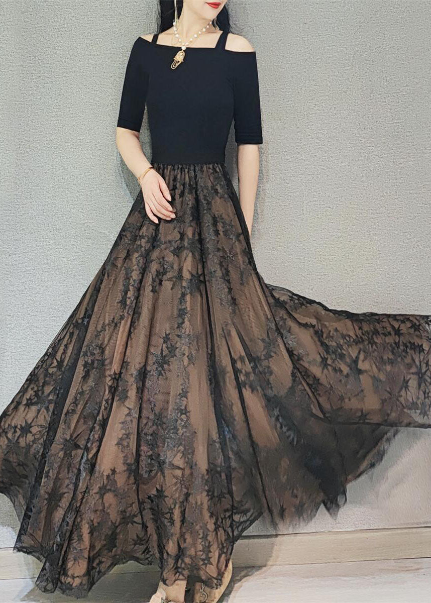 Diy Chocolate Wrinkled Embroideried High Waist Tulle Skirt Spring