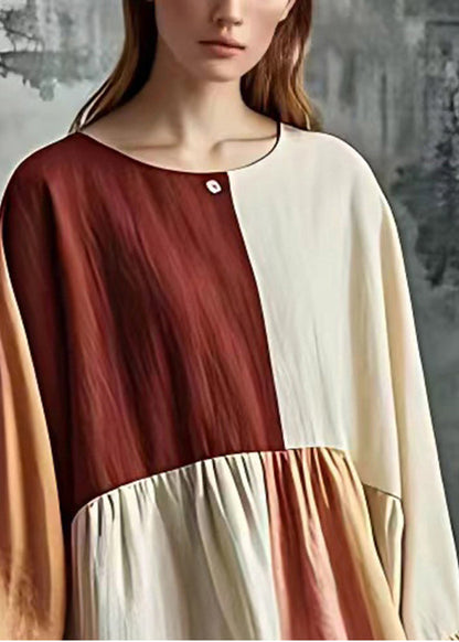 Diy Colorblock Oversized Patchwork Cotton Long Dresses Summer
