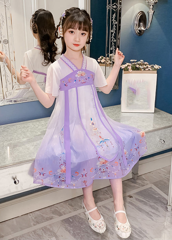 Diy Purple Embroideried Tassel Tulle Long Dresses Summer