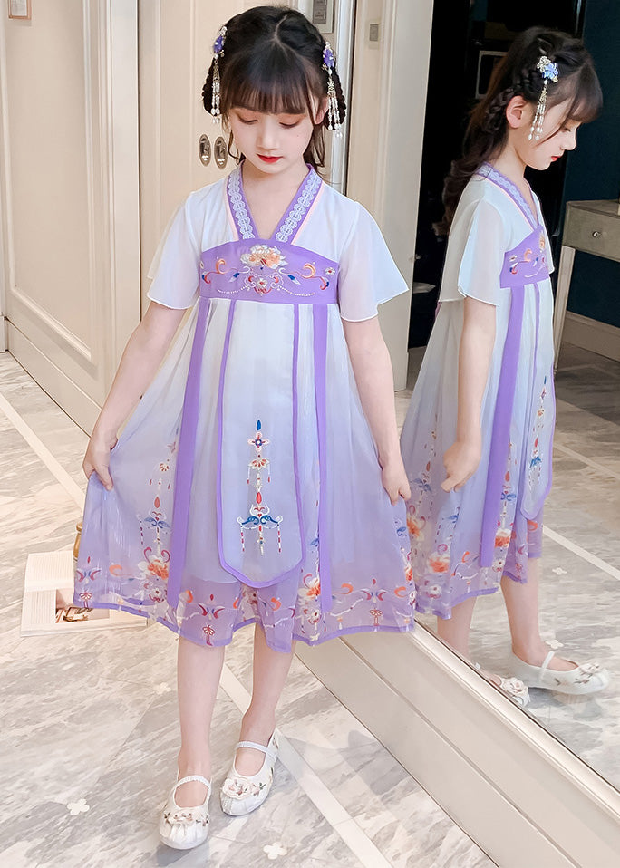 Diy Purple Embroideried Tassel Tulle Long Dresses Summer