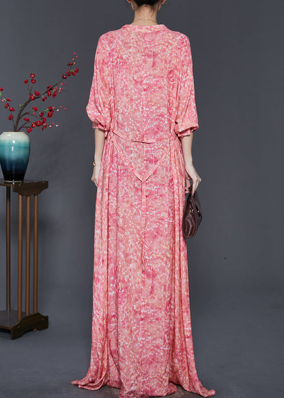 Diy Red Oversized Print Cotton Robe Dresses Summer