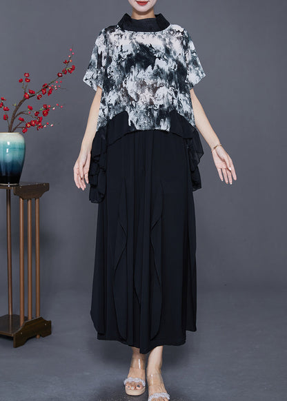 Diy White Tie Dye Low High Design Chiffon Two Pieces Set Summer