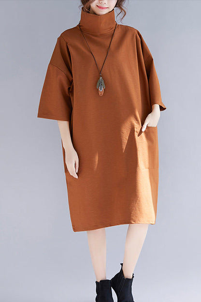 Diy High Neck Half Sleeve Knit Tunic Top Mom Wardrobes Brown Tunic Dresses Spring