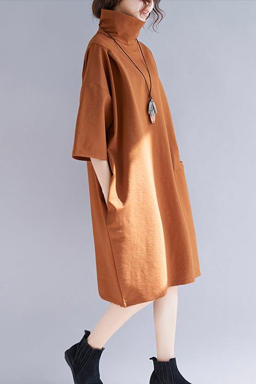 Diy High Neck Half Sleeve Knit Tunic Top Mom Wardrobes Brown Tunic Dresses Spring