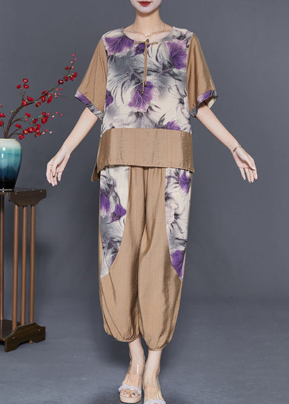 Diy Khaki Oversized Patchwork Tassel Linen Sets 2 Pieces Summer