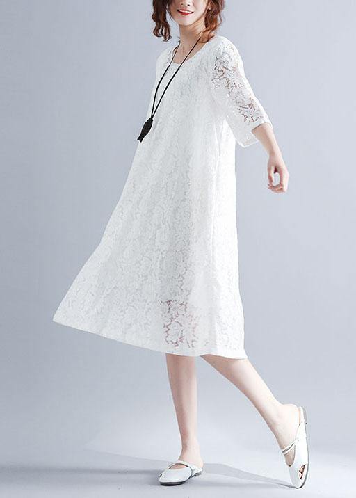 Black Loose Lace Summer Half Sleeve Summer Dress