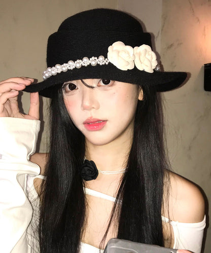Black Pearl Knit Cloche Hat