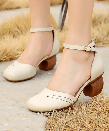 Black Splicing Buckle Strap Chunky High Heels
