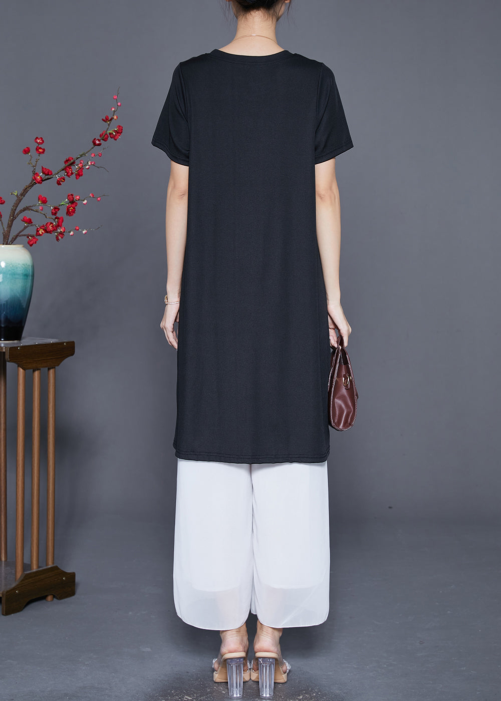 Black Striped Patchwork Pockets Cotton Maxi Dresses Summer