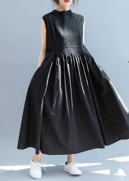 Cinched Cotton Summer Clothes Black Maxi Dress