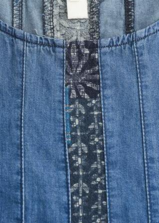 Cotton Clothes Indian Spliced Pockets Denim Dress