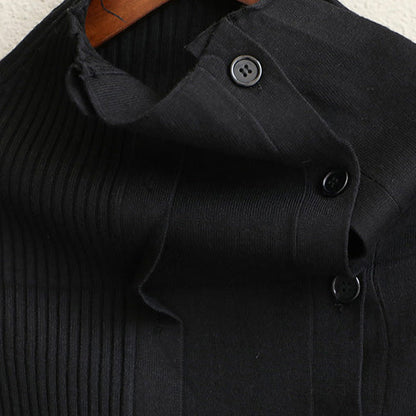 High Neck Button Down Fitted Sweater Tops
