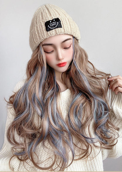 Khaki Cotton Knit Wig One Piece Bonnie Hat