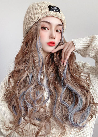 Khaki Cotton Knit Wig One Piece Bonnie Hat