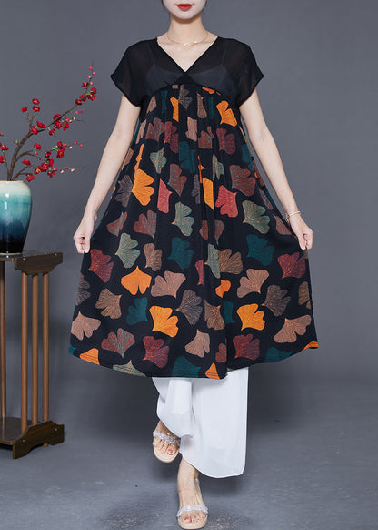 Multi Petalprint Chiffon Long Dresses Summer