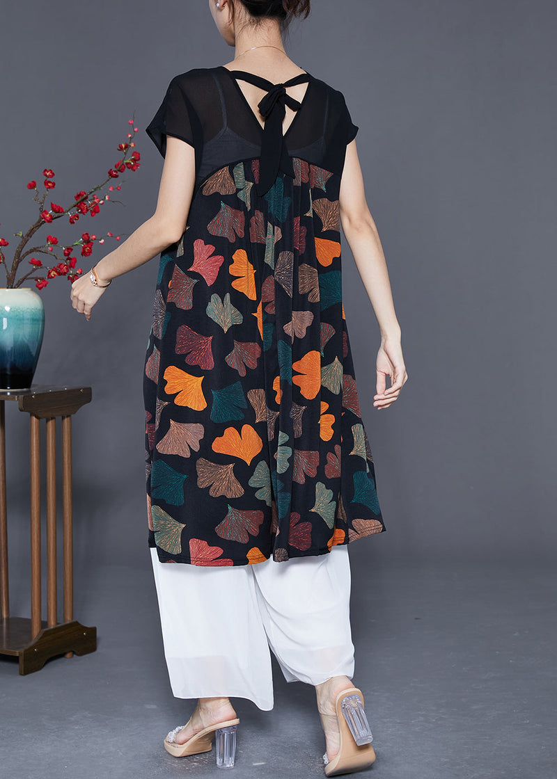 Multi Petalprint Chiffon Long Dresses Summer