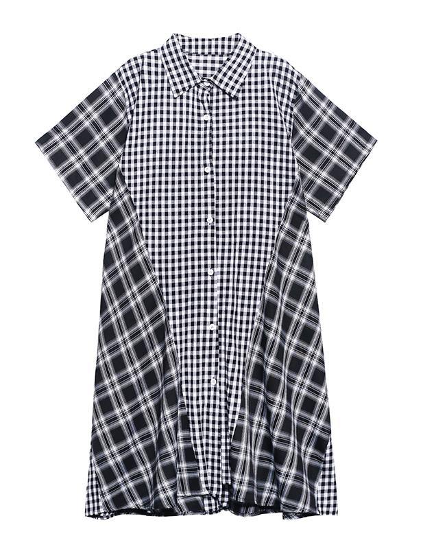 Plaid Patchwork Cotton Summer Maxi Dresses