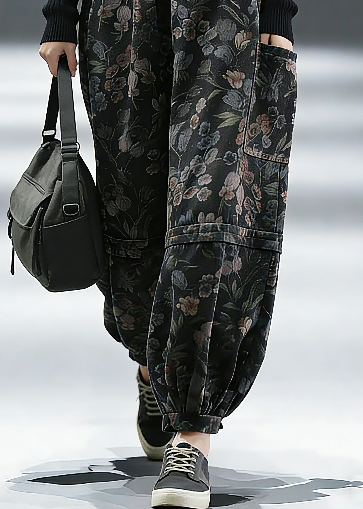 Print Denim Pants Lantern Pants Cotton