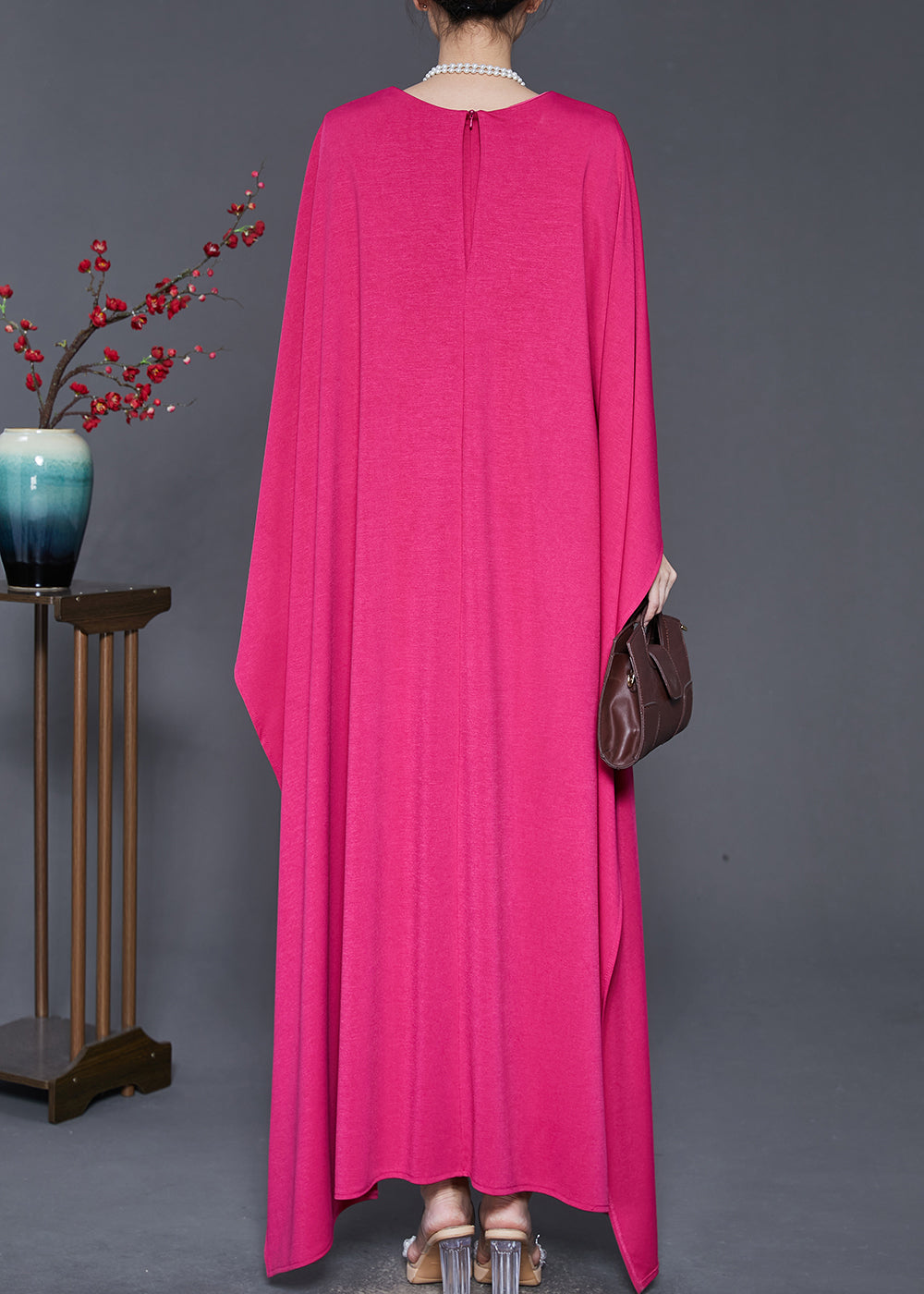Rose Oversized Cotton Maxi Dress Cloak Sleeves
