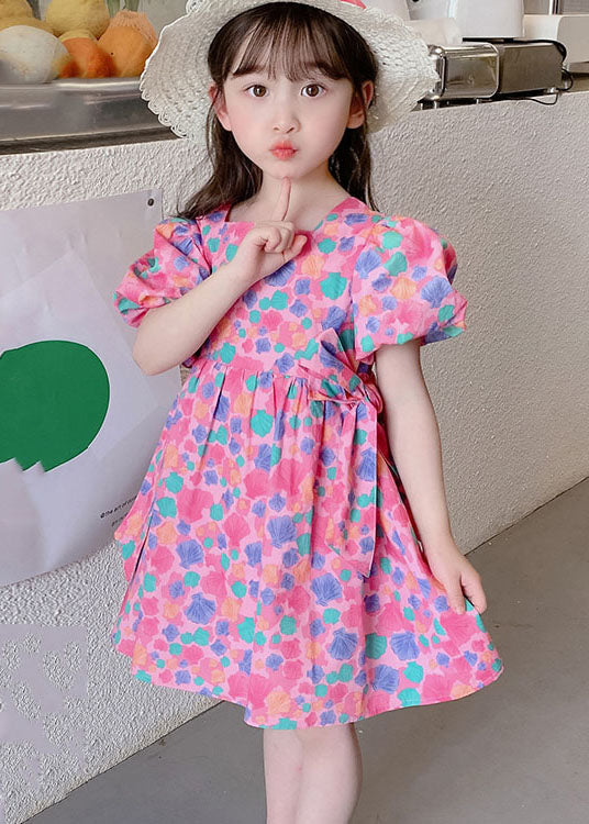 Rose Print Off the Back Patchwork Cotton Baby Dress Summer