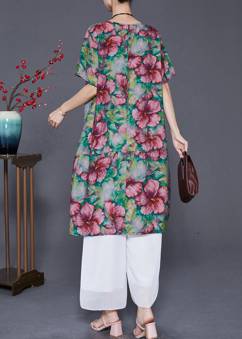 Slim Fit Print Linen Holiday Dress Summer