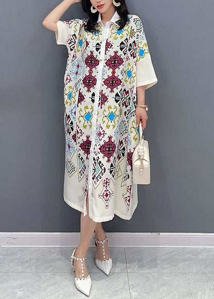 White Peter Pan Collar Patchwork Cotton Shirts Dress Summer