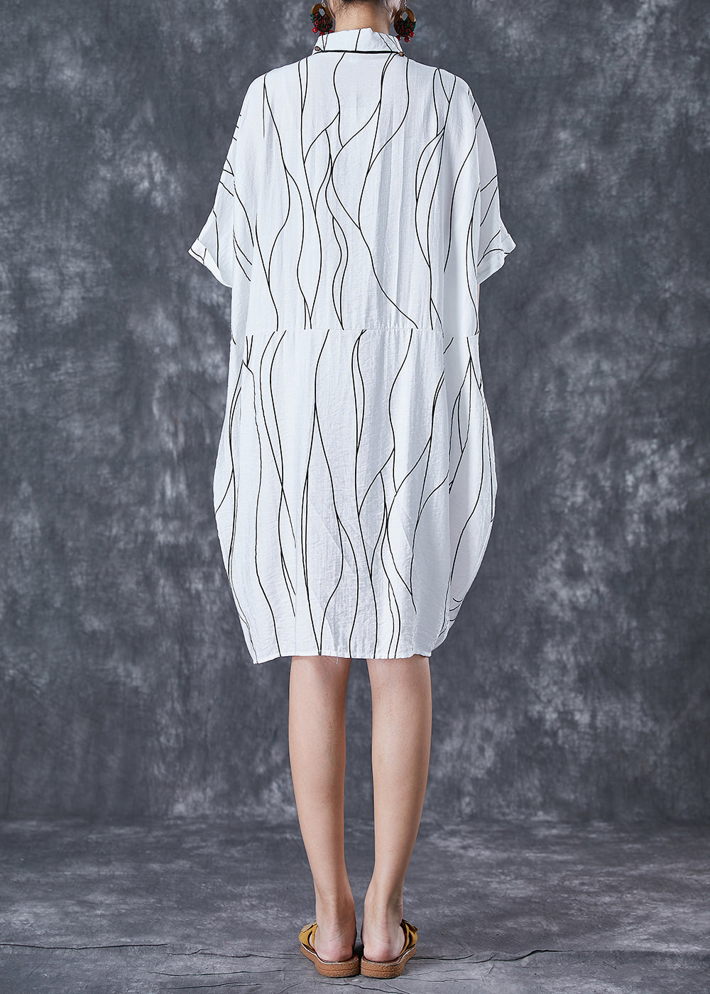 White Peter Pan Collar Striped Cotton Dresses Summer