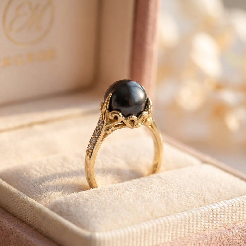 Elegant Black Pearl Ring