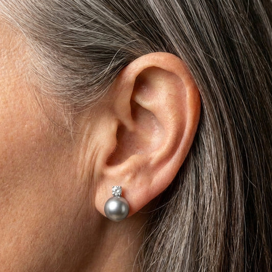Black Pearl Zirconia Earrings