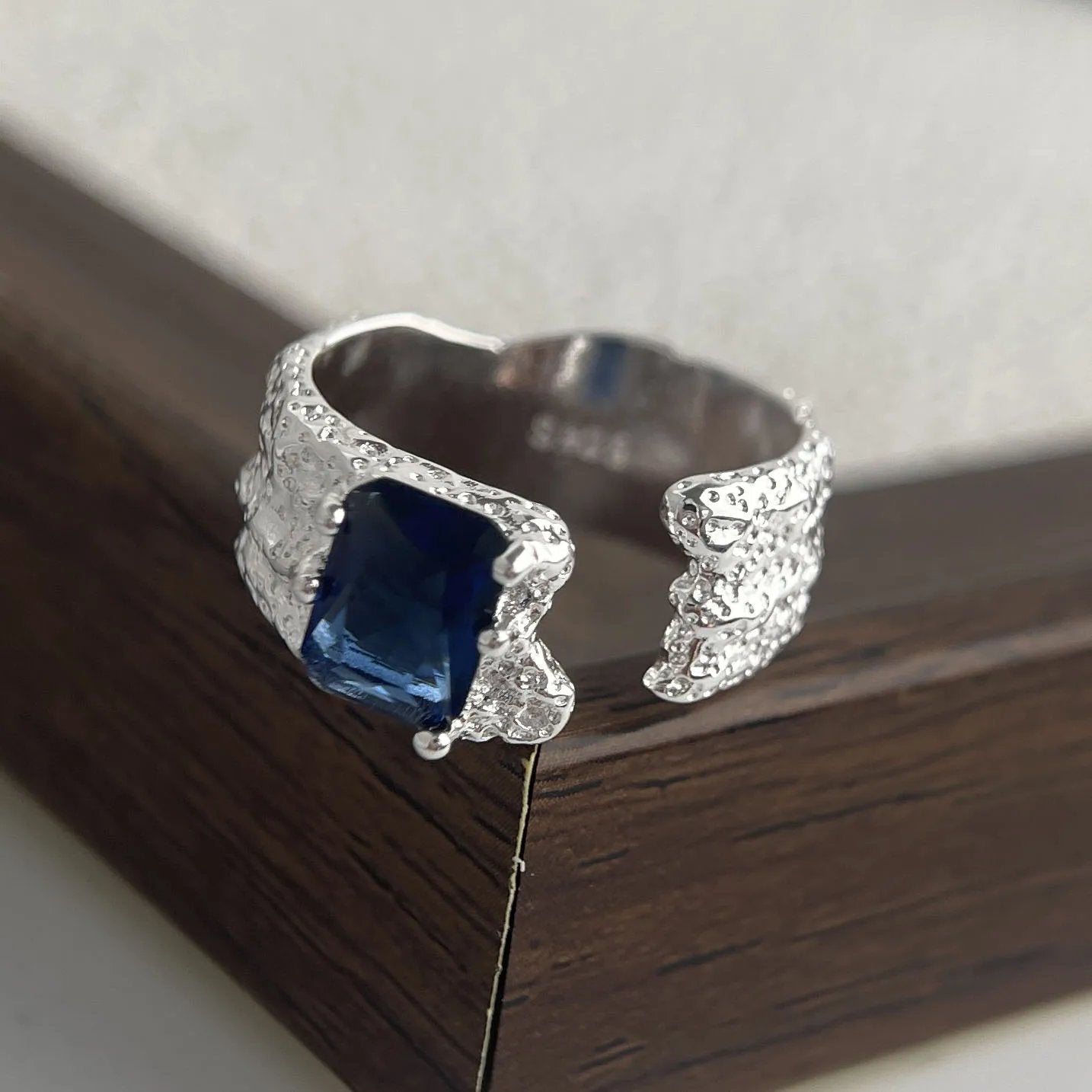Elegant Blue Cz Ring