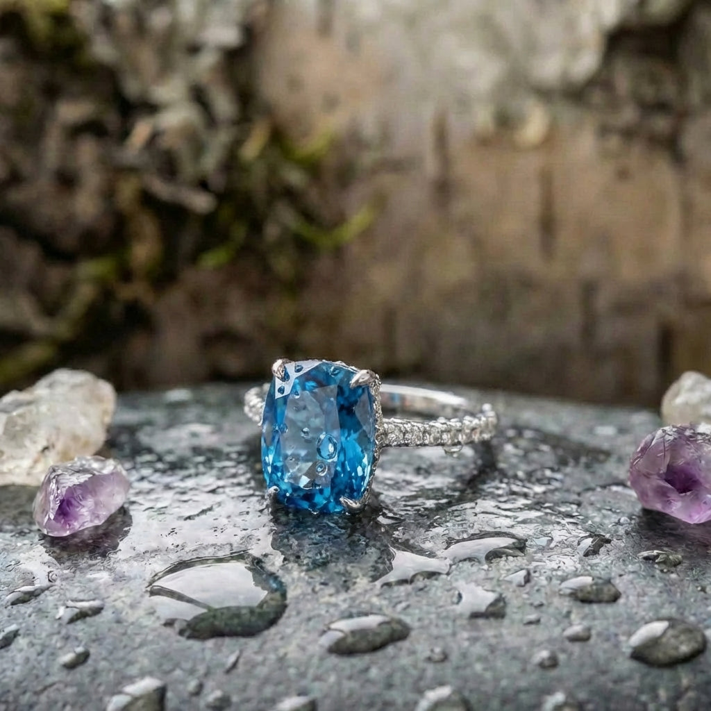 Elegant Blue Cz Ring