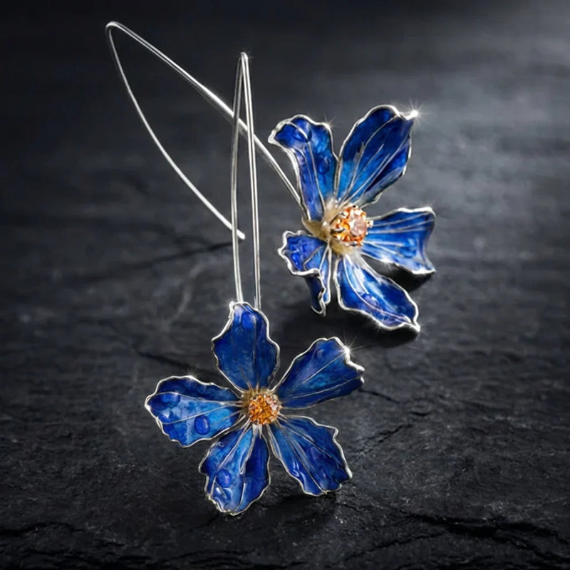 Elegant Blue Flower Earrings