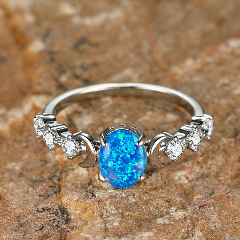 Elegant Blue Opal Ring