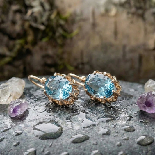 Elegant Blue Zircon Earrings