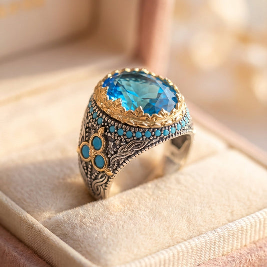 Elegant Blue Zircon Ring