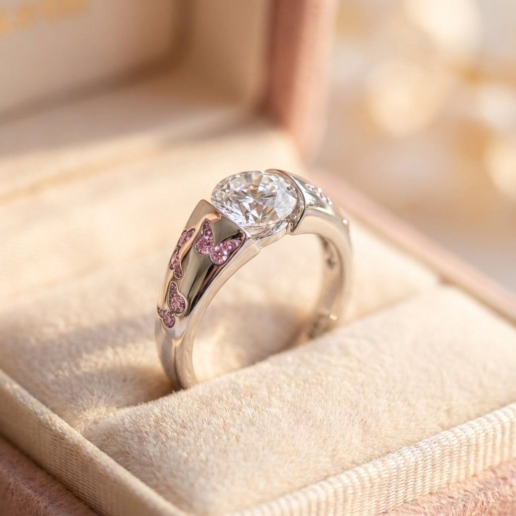 Elegant Butterfly Diamond Ring