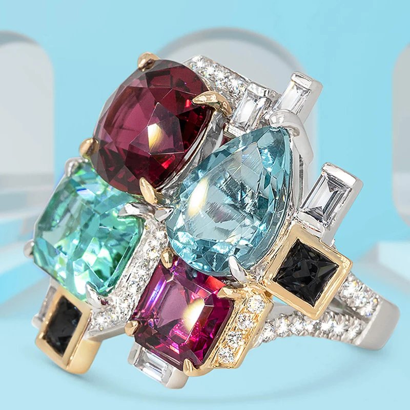 Elegant Colorful Cubic Zirconia Ring