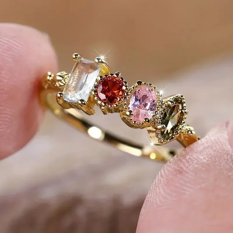 Elegant Colorful Zircon Ring
