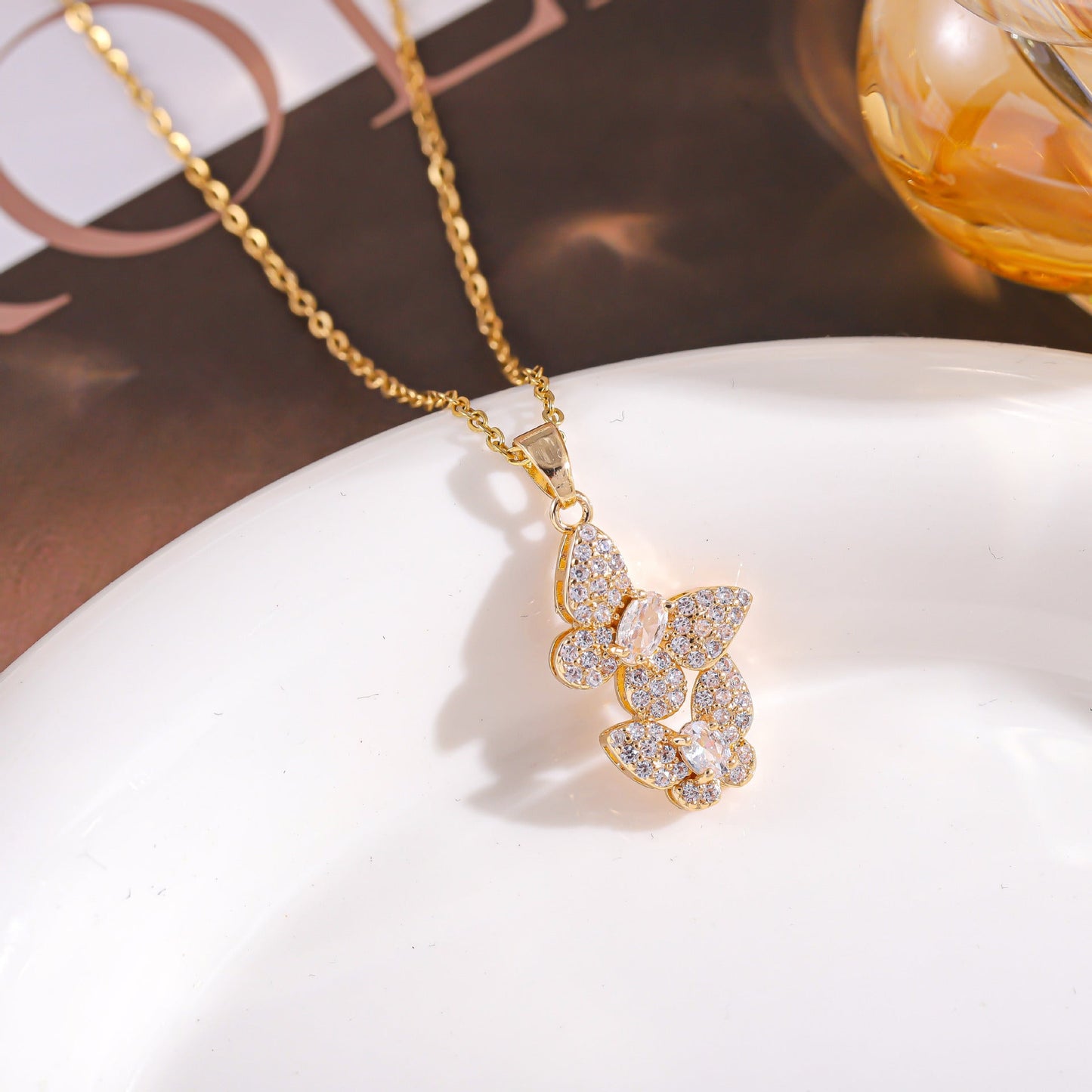 Elegant Crystal Butterfly Necklace