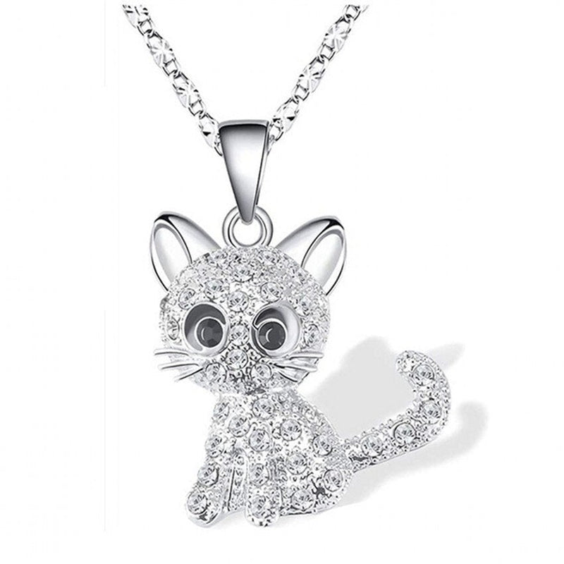 Elegant Crystal Cat Necklace