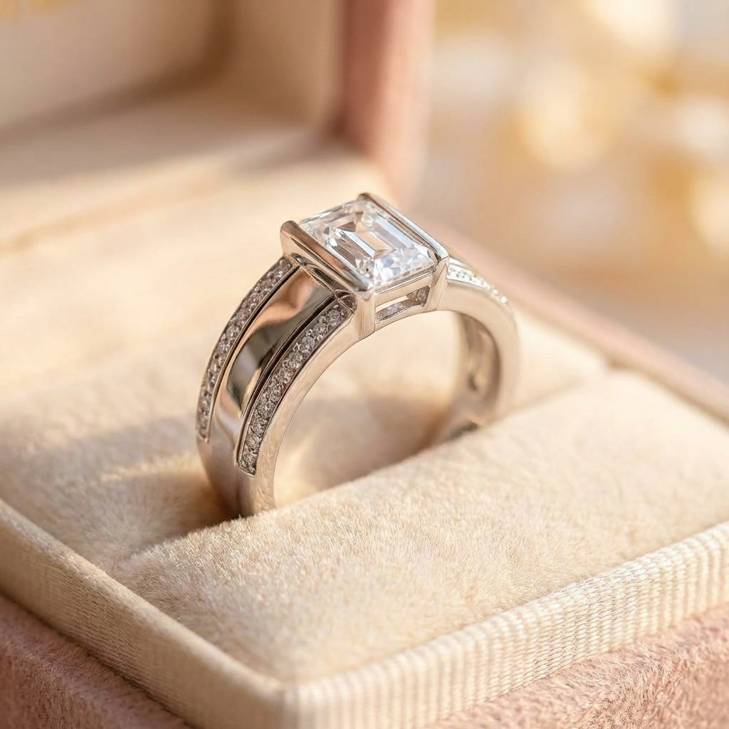 Elegant Crystal Geometric Ring