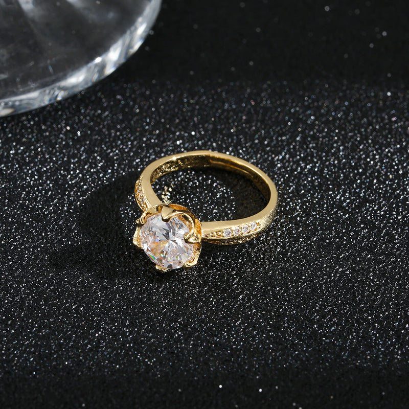 Elegant Crystal Gold Ring