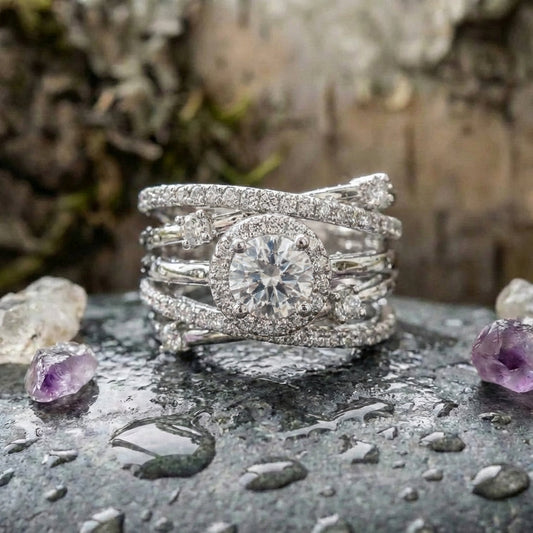 Elegant Crystal Halo Ring