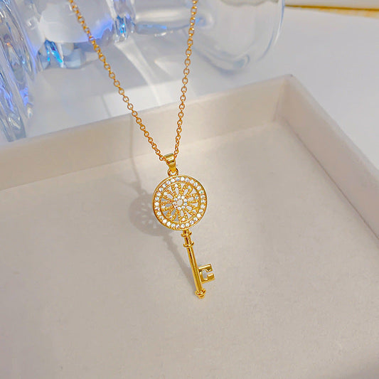 Elegant Crystal Key Necklace