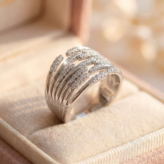 Elegant Crystal Multi Layer Ring