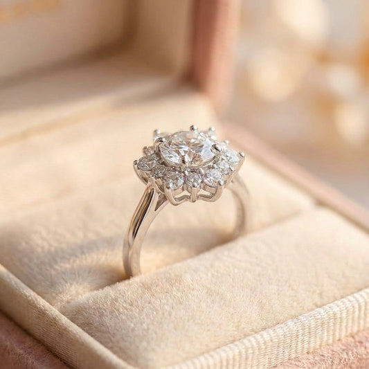 Elegant Crystal Sunflower Ring