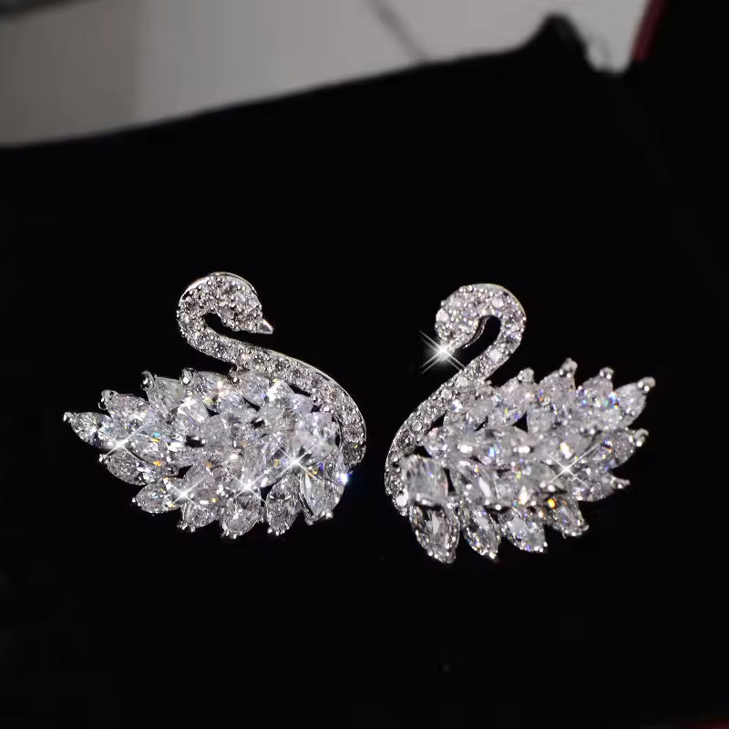 Elegant Crystal Swan Earrings
