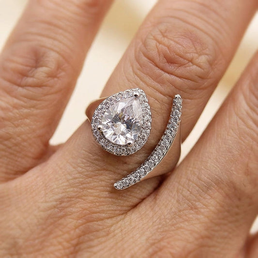 Crystal Teardrop Ring