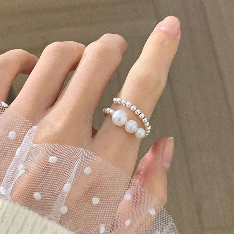 Elegant Double Layer Pearl Ring